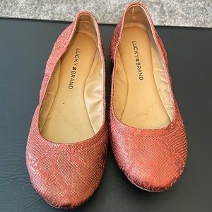 Lucky Brand Ballet Flats, Orange/Rust, Size 8